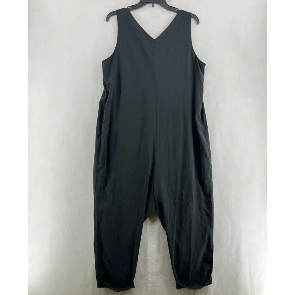 Ingrid & Isabel Maternity Jumpsuit Women's Sz M Black V-Neck Zip Front Stretch - Picture 2 of 11
